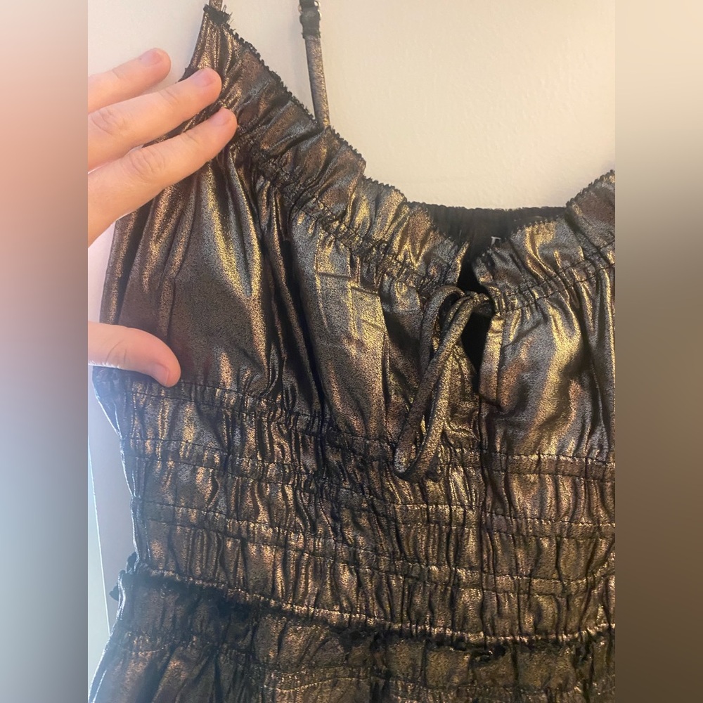 Arnav Tank by En Saison - Metallic Gold Gathered Cami Top